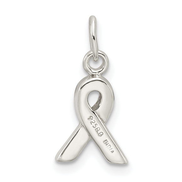 Sterling Silver White Enameled Awareness Charm - Picture 4 of 4